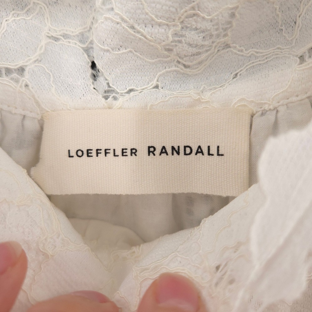 Loeffler‎ Randall Lace Blouse Women S White Puff Sleeve Cottagecore Romantic - Picture 5 of 8